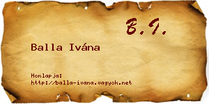 Balla Ivána névjegykártya